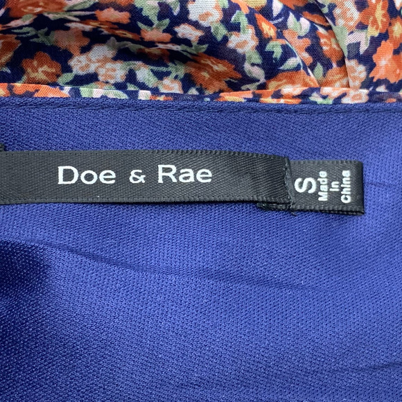 Doe‎ & Rae Long Sleeve Navy Multi Floral Chiffon Lined Mini Dress Size S - Picture 3 of 9